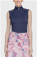 Kastel Women's Lace Sleeveless Top, Navy