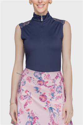 Kastel Women's Lace Sleeveless Top, Navy