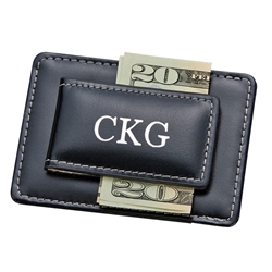 Personalized Black or Brown Leather Money Clip & Card Holder | Nuptial Necessities