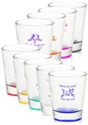 Personalized Affordable Clear Shot Glass with Colored Bottom wedding or party favor | Nuptial Necessities
