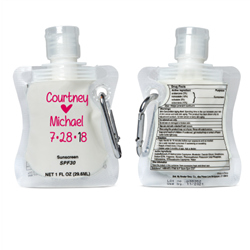 Personalized Sunscreen in Collapsible Bottle wedding or party Favor | Nuptial Necessities