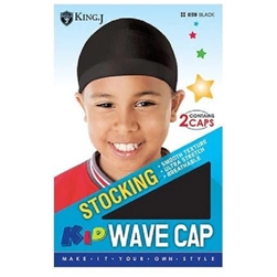 K&J KIDS STOCKING WAVE CAP BLACK #059(12PK-DZ)