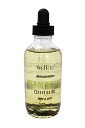 Wellos Aromatherapy Peppermint Essential Oil for Hair & Skin 4 Oz