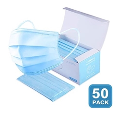 50 PCS Face Mask Medical Surgical Dental Disposable 3-Ply Earloop Mouth Cover