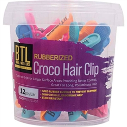 BTL - Rubberized Croco Hair Clip ASSORTED 12pcs(Jar)
