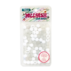 DONNA # 8753 JELLYISH BEADS 14MM CLEAR/WHITE MIX (6PC)