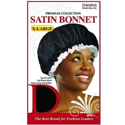 DONNA Satin Bonnet X-Large #11019 Blk (DZ)