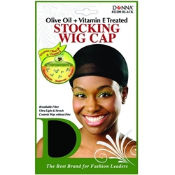 Donna Olive Oil + Vitamin E Treated Stocking Wig Cap #22200 Black(DZ)