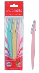 GABRIELLA EYEBROW RAZOR STRAIGHT 3PC/PK - 10PK