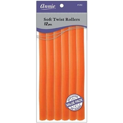 Annie Soft Twist Rollers 5/8in, 12 Count XL Heatless Hair Curlers Value Pack, Orange#1262(6pk)