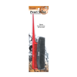 ANNIE PEARL SHINE COMB (POCKET & RAT TAIL) 2 CT ASSORTED COLOR #152 (12 Pack)