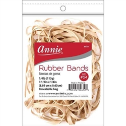 Annie Rubber Bands 3 1/2in x 1/4in, Bulk 1/4 lb Bag Hair Ties, Beige #610(DZ)