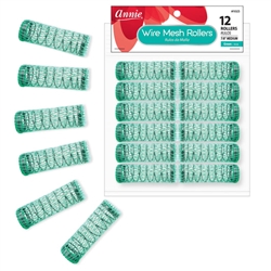Annie Wire Mesh Rollers X-Small 1/2in, 12 Count Hair Curlers, Blue #1021(6pk)