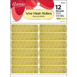 Annie Wire Mesh Rollers Small 11/16in, 12 Count Hair Curlers, Yellow#1022(6pk)