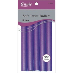 Annie Soft Twist Rollers 3/4in, 6 Count Heatless Hair Curlers, Purple#1205(6pk)