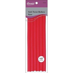 Annie Soft Twist Rollers 1/2in, 6 Count XL Heatless Hair Curlers, Red #1206(6pk)
