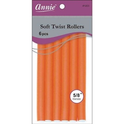 Annie Soft Twist Rollers 5/8in, 6 Count XL Heatless Hair Curlers, Orange#1208(6pk)