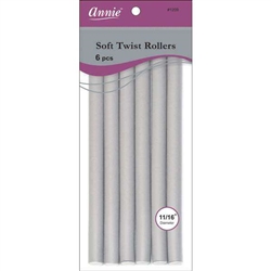 Annie Soft Twist Rollers 11/16in, 6 Count XL Heatless Hair Curlers, Gray#1209(6pk)