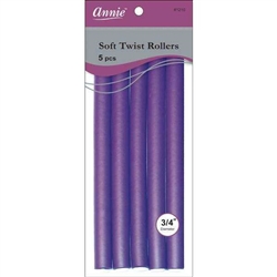 Annie Soft Twist Rollers 3/4in, 6 Count XL Heatless Hair Curlers, Purple#1210(6pk)