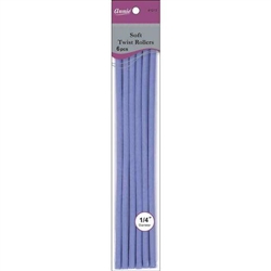 Annie Soft Twist Rollers 1/4in, 6 Count XL Heatless Hair Curlers, Lavender #1213(6pk)