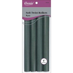 Annie Soft Twist Rollers 1in, 6 Count XL Heatless Hair Curlers, Green #1215(6pk)