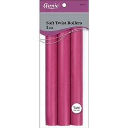 Annie Soft Twist Rollers 1 3/16in, 6 Count XL Heatless Hair Curlers, Plum #1216(6pk)