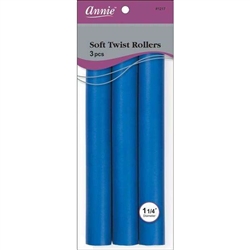 Annie Soft Twist Rollers 1 1/4in, 6 Count XL Heatless Hair Curlers, Blue #1217(6pk)