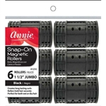 Annie Snap-On Magnetic Rollers Size Jumbo 6Ct Black#1230(DZ)