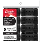 Annie Snap-On Magnetic Rollers Size XL 8Ct Black#1231(DZ)