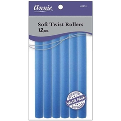 Annie Soft Twist Rollers 9/16in, 12 Count Heatless Hair Curlers Value Pack, Blue Regular price #1251(6pk)