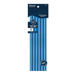 Annie Soft Twist Roller 9/16in, 6 Count 12in Heatless Hair Curlers, Blue #1256(6pk)