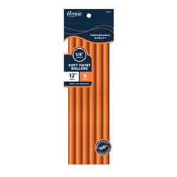 Annie Soft Twist Roller 5/8in, 6 Count 12in Heatless Hair Curlers, Orange #1257(6pk)
