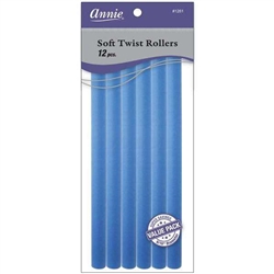 Annie Soft Twist Rollers 9/16in, 12 Count XL Heatless Hair Curlers Value Pack, Blue#1261(6pk)