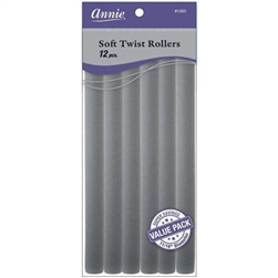Annie Soft Twist Rollers 11/16in, 12 Count XL Heatless Hair Curlers Value Pack, Grey#1263(3pk)