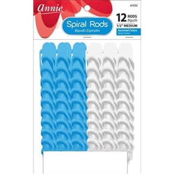 Annie Spiral Rods Size M 12Ct White and Blue #1322(EA)