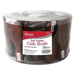 Annie Soft Mini Club Board Bristle Brush Display, 36 Count Bulk Men's Brushes, Dark Brown#2073(JAR)