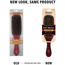 Annie Soft Wave Brush 100% Pure Boar Bristles Dark Brown#2080(6pcs)