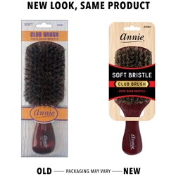 Annie Soft Club Brush 100% Pure Boar Bristles Dark Brown#2081(6pcs)