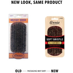 Annie Soft Military Brush 100% Pure Boar Bristles Dark Brown#2082(6pcs)