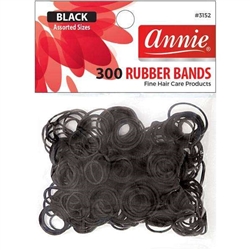 Annie Rubber Bands Asst Size 300Ct Black#3152(DZ)