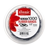 Annie Rubber Bands 14mm, 1000 Count Elastic Hair Ties, Black #3162(6pk)