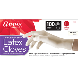 Annie Lightly Powdered Latex Gloves, 100 Count Salon Gloves, White#3812(1bx)