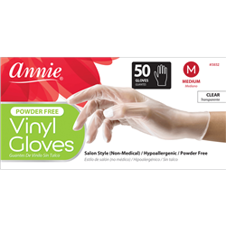 Annie Clear Powder Free Vinyl Gloves 50ct #3831(1BX)
