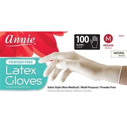Annie Latex Gloves Powder Free, 100 Count Salon Gloves, White#3841(1bx)