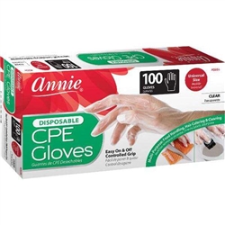 Annie Disposable CPE Gloves Universal Fit 100ct Clear #3854(1bx)