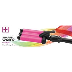 Hot & Hotter 3 Barrel Waver Curling Iron 1in, 1 Count Hair Curler, Black & Pink#5987(EA)