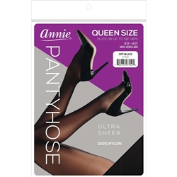 Annie Ultra Sheer Pantyhose Queen, 1 Count Women's Stocking Off black#7552(6pk)