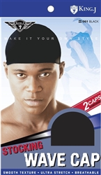 #061 STOCKING WAVE CAP / BLACK (12PC)