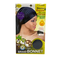 QFITT BRAID ORGANIC BONNET, BLACK #837(DZ)