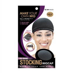 M&M #5001 SILI BAND STOCKING WIG CAP BLACK (DZ)